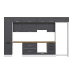 Alvinka 390X240 Cm Klasik Mebran Mutfak Dolabı Beyaz Beyaz Mbb-E90B50S50-1 Mebran | Antrasit - Mdf