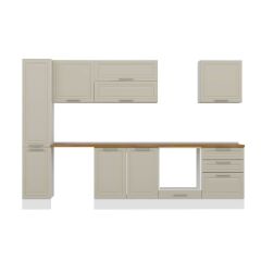 Alvinka 300X210 Cm Klasik Mebran Mutfak Dolabı Mb-E80B40S60-2 Mebran | Kumtaşı - Mdf