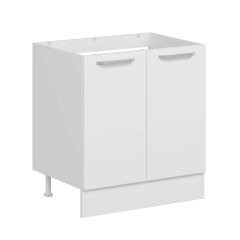 Alvinka Mutfak Modül Duz Alt 2K 80Cm Evye Dolap Beyaz Beyaz Suntalam