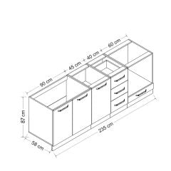 Minar 235 Cm Mutfak Dolabı Beyaz Antrasit 235-A3-Alt Modül