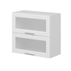 Alvinka Mutfak Modül Mbr_C Üst 2Yk1R 80-H72Cm Dolap Cam Beyaz Beyaz Mdf