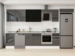 Alvinka 380X222 Cm High Gloss Mutfak Dolabı Mb-E90S50S40-3 High Gloss | Antrasit - Suntalam