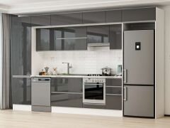 Alvinka 390X240 Cm High Gloss Mutfak Dolabı Mbb-E90B60S40-1 High Gloss | Antrasit - Suntalam