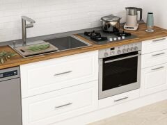 Alvinka 370X240 Cm Klasik Mebran Mutfak Dolabı Mb-E80S40S50-3 Mebran | Beyaz - Mdf