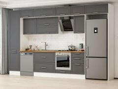 Alvinka 390X240 Cm Klasik Mebran Mutfak Dolabı Beyaz Beyaz Mbb-E90B50S50-2 Mebran | Antrasit - Suntalam