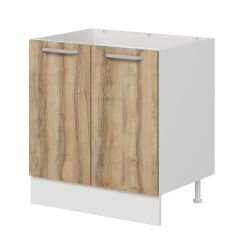 Alvinka Mutfak Modül Duz Alt 2K 80Cm Evye Dolap Beyaz Dore Suntalam