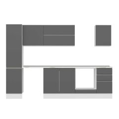 Alvinka 290X210 Cm High Gloss Mutfak Dolabı Mb-E80B45S45-2 High Gloss | Antrasit - Mdf