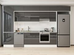 Alvinka 390X240 Cm High Gloss Mutfak Dolabı Mbb-E90B60S40-1 High Gloss | Antrasit - Mdf