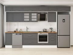 Alvinka 370X240 Cm Klasik Mebran Mutfak Dolabı Mb-E80S40S50-3 Mebran | Antrasit - Mdf