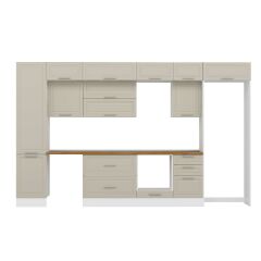 Alvinka 390X240 Cm Klasik Mebran Mutfak Dolabı Beyaz Beyaz Mbb-E90B50S50-2 Mebran | Kumtaşı - Suntalam