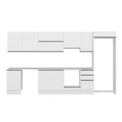 Alvinka 385X222 Cm High Gloss Mutfak Dolabı Mb-E90S50S45-1 High Gloss | Beyaz - Suntalam