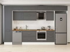 Alvinka 390X240 Cm Klasik Mebran Mutfak Dolabı Beyaz Beyaz Mbb-E90B50S50-2 Mebran | Antrasit - Mdf