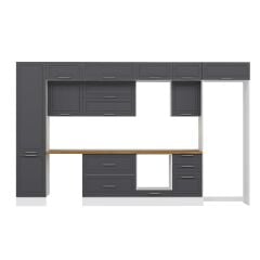 Alvinka 390X240 Cm Klasik Mebran Mutfak Dolabı Beyaz Beyaz Mbb-E90B50S50-2 Mebran | Antrasit - Mdf