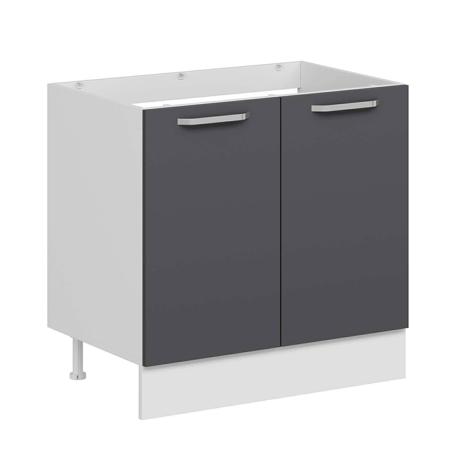 Alvinka Mutfak Modül Duz Alt 2K 90Cm Evye Dolap Beyaz Antrasit Mdf