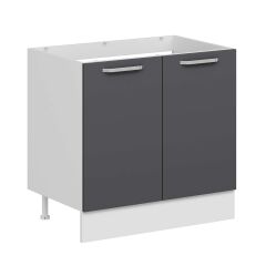 Alvinka Mutfak Modül Duz Alt 2K 90Cm Evye Dolap Beyaz Antrasit Mdf