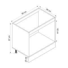 Alvinka Mutfak Modül Duz Alt 2K 90Cm Evye Dolap Beyaz Antrasit Mdf