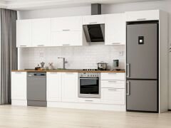 Alvinka 390X222 Cm Klasik Mebran Mutfak Dolabı Mb-E80S50S60-2 Mebran | Beyaz - Mdf