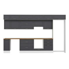 Alvinka 380X240 Cm Klasik Mebran Mutfak Dolabı Mb-E80S40S60-1 Mebran | Antrasit - Suntalam