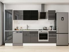 Alvinka 290X210 Cm High Gloss Mutfak Dolabı Mb-E80B45S45-3 High Gloss | Antrasit - Mdf