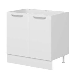 Alvinka Mutfak Modül Duz Alt 2K 90Cm Evye Dolap Beyaz Beyaz Mdf