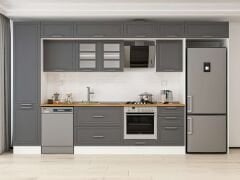 Alvinka 390X240 Cm Klasik Mebran Mutfak Dolabı Beyaz Beyaz Mbb-E90B50S50-3 Mebran | Antrasit - Suntalam