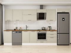 Alvinka 390X222 Cm Klasik Mebran Mutfak Dolabı Mb-E80S50S60-2 Mebran | Kumtaşı - Mdf