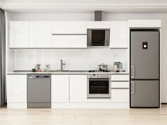 Alvinka 385X222 Cm High Gloss Mutfak Dolabı Mb-E90S50S45-2 High Gloss | Beyaz - Mdf