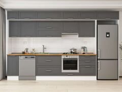 Alvinka 380X240 Cm Klasik Mebran Mutfak Dolabı Mb-E80S40S60-1 Mebran | Antrasit - Mdf