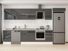 Alvinka 385X222 Cm High Gloss Mutfak Dolabı Mb-E90S50S45-2 High Gloss | Antrasit - Suntalam