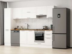 Alvinka 285X210 Cm Klasik Mebran Mutfak Dolabı Mb-E80B45S40-1 Mebran | Beyaz - Mdf