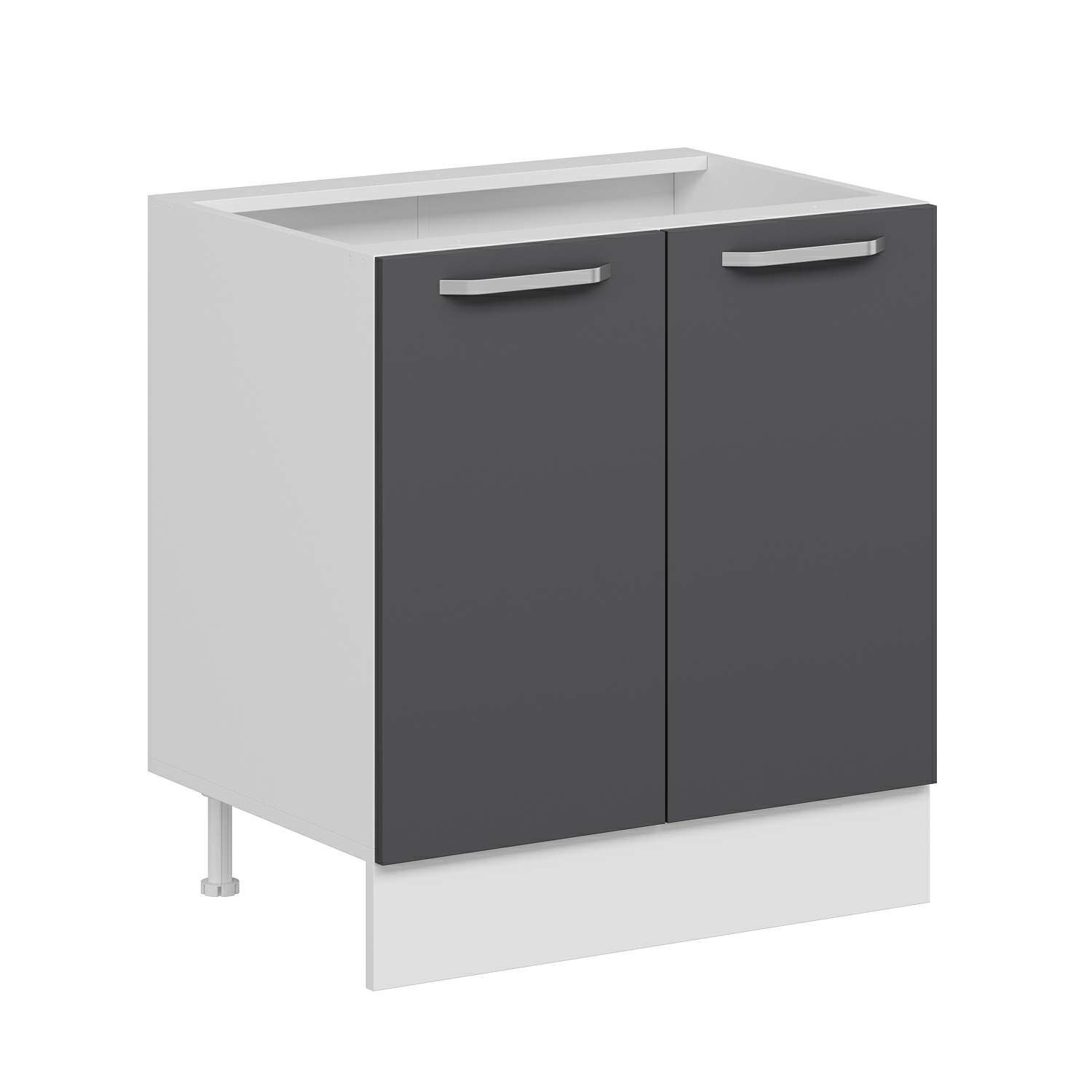 Alvinka Mutfak Modül Duz Alt 2K1R 80Cm Dolap Beyaz Antrasit Suntalam