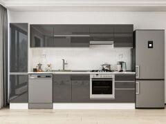 Alvinka 295X210 Cm High Gloss Mutfak Dolabı Mb-E80B45S50-1 High Gloss | Antrasit - Mdf