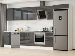 Alvinka 385X222 Cm High Gloss Mutfak Dolabı Mb-E90S50S45-2 High Gloss | Antrasit - Mdf