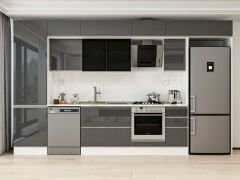 Alvinka 390X240 Cm High Gloss Mutfak Dolabı Mbb-E90B60S40-3 High Gloss | Antrasit - Mdf