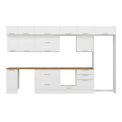 Alvinka 380X240 Cm Klasik Mebran Mutfak Dolabı Mb-E80S40S60-2 Mebran | Beyaz - Suntalam