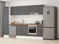 Alvinka 285X210 Cm Klasik Mebran Mutfak Dolabı Mb-E80B45S40-1 Mebran | Antrasit - Mdf