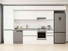 Alvinka 395X240 Cm High Gloss Mutfak Dolabı Mbb-E90B60S45-1 High Gloss | Beyaz - Suntalam