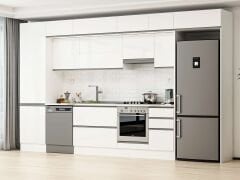 Alvinka 395X240 Cm High Gloss Mutfak Dolabı Mbb-E90B60S45-1 High Gloss | Beyaz - Mdf