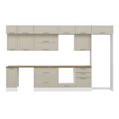 Alvinka 380X240 Cm Klasik Mebran Mutfak Dolabı Mb-E80S40S60-2 Mebran | Kumtaşı - Suntalam