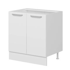 Alvinka Mutfak Modül Duz Alt 2K1R 80Cm Dolap Beyaz Beyaz Mdf