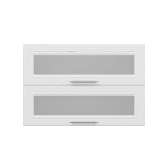 Alvinka Mutfak Modül Mbr_C Üst 2Yk1R 90-H60Cm Dolap Cam Beyaz Beyaz Mdf