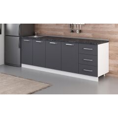 Minar 240 Cm Mutfak Dolabı Beyaz Antrasit 240-A1-Alt Modül