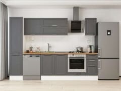 Alvinka 285X210 Cm Klasik Mebran Mutfak Dolabı Mb-E80B45S40-2 Mebran | Antrasit - Suntalam