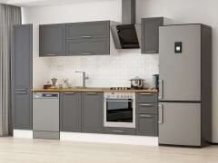 Alvinka 285X210 Cm Klasik Mebran Mutfak Dolabı Mb-E80B45S40-2 Mebran | Antrasit - Suntalam