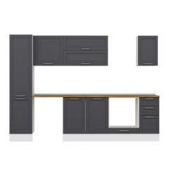 Alvinka 285X210 Cm Klasik Mebran Mutfak Dolabı Mb-E80B45S40-2 Mebran | Antrasit - Suntalam