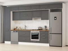 Alvinka 400X240 Cm Klasik Mebran Mutfak Dolabı Beyaz Beyaz Mbb-E90B50S60-1 Mebran | Antrasit - Suntalam