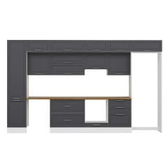 Alvinka 400X240 Cm Klasik Mebran Mutfak Dolabı Beyaz Beyaz Mbb-E90B50S60-1 Mebran | Antrasit - Suntalam