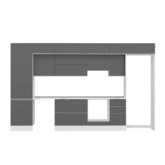 Alvinka 395X240 Cm High Gloss Mutfak Dolabı Mbb-E90B60S45-1 High Gloss | Antrasit - Mdf