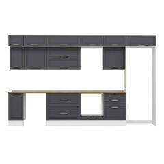 Alvinka 380X240 Cm Klasik Mebran Mutfak Dolabı Mb-E80S40S60-2 Mebran | Antrasit - Mdf