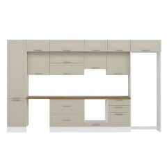 Alvinka 400X240 Cm Klasik Mebran Mutfak Dolabı Beyaz Beyaz Mbb-E90B50S60-1 Mebran | Kumtaşı - Suntalam